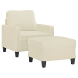 NNEVL Sofa Chair with Footstool Cream 60 cm Faux Leather