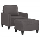 NNEVL Sofa Chair with Footstool Grey 60 cm Faux Leather