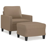 NNEVL Sofa Chair with Footstool Cappuccino 60 cm Faux Leather