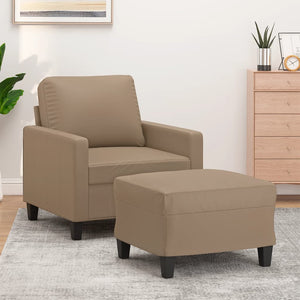 NNEVL Sofa Chair with Footstool Cappuccino 60 cm Faux Leather