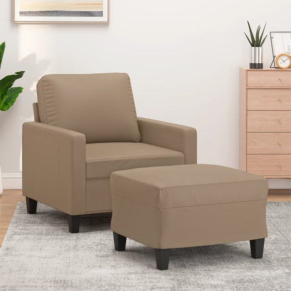 NNEVL Sofa Chair with Footstool Cappuccino 60 cm Faux Leather