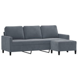 NNEVL 3-Seater Sofa with Footstool Dark Grey 180 cm Velvet