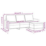 NNEVL 3-Seater Sofa with Footstool Dark Grey 180 cm Velvet