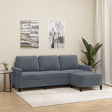NNEVL 3-Seater Sofa with Footstool Dark Grey 180 cm Velvet