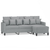 NNEVL 3-Seater Sofa with Footstool Light Grey 180 cm Fabric