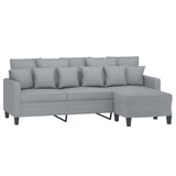 NNEVL 3-Seater Sofa with Footstool Light Grey 180 cm Fabric