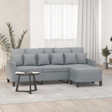 NNEVL 3-Seater Sofa with Footstool Light Grey 180 cm Fabric