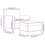 NNEVL Sofa Chair with Footstool Light Grey 60 cm Velvet