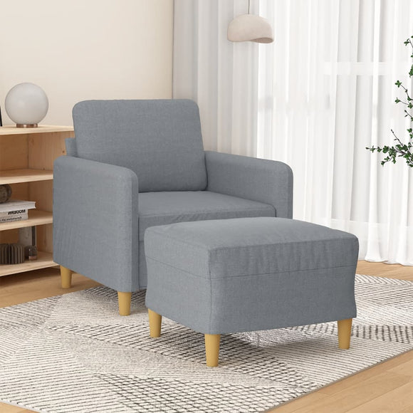NNEVL Sofa Chair with Footstool Light Grey 60 cm Fabric