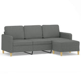NNEVL 3-Seater Sofa with Footstool Dark Grey 180 cm Fabric
