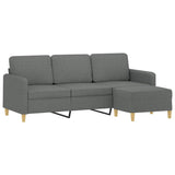 NNEVL 3-Seater Sofa with Footstool Dark Grey 180 cm Fabric