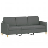 NNEVL 3-Seater Sofa with Footstool Dark Grey 180 cm Fabric
