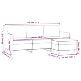 NNEVL 3-Seater Sofa with Footstool Dark Grey 180 cm Fabric