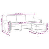 NNEVL 3-Seater Sofa with Footstool Black 180 cm Velvet