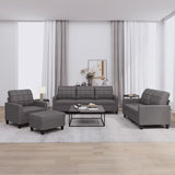 NNEVL 4 Piece Sofa Set with Cushions Grey Faux Leather