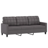 NNEVL 3 Piece Sofa Set with Pillows Grey Faux Leather