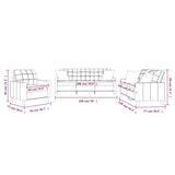 NNEVL 3 Piece Sofa Set with Pillows Grey Faux Leather