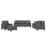 NNEVL 4 Piece Sofa Set with Pillows Grey Faux Leather