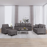 NNEVL 4 Piece Sofa Set with Pillows Grey Faux Leather