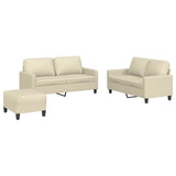 NNEVL 3 Piece Sofa Set with Cushions Cream Faux Leather