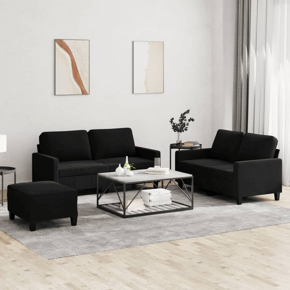 NNEVL 3 Piece Sofa Set with Cushions Black Velvet