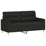 NNEVL 2 Piece Sofa Set with Cushions Black Fabric