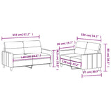 NNEVL 2 Piece Sofa Set with Cushions Black Fabric