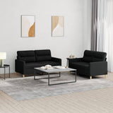 NNEVL 2 Piece Sofa Set with Cushions Black Fabric