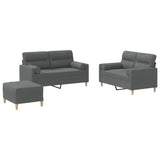 NNEVL 3 Piece Sofa Set with Pillows Dark Grey Fabric