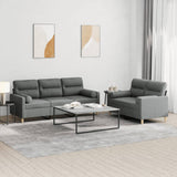 NNEVL 2 Piece Sofa Set with Pillows Dark Grey Fabric