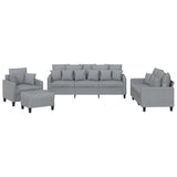 NNEVL 4 Piece Sofa Set with Pillows Light Grey Fabric