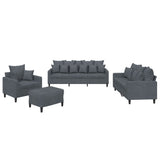 NNEVL 4 Piece Sofa Set with Cushions Dark Grey Velvet