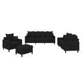NNEVL 4 Piece Sofa Set with Cushions Black Velvet
