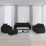 NNEVL 4 Piece Sofa Set with Cushions Black Velvet