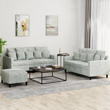 NNEVL 3 Piece Sofa Set with Cushions Light Grey Velvet