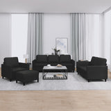 NNEVL 4 Piece Sofa Set with Cushions Black Faux Leather