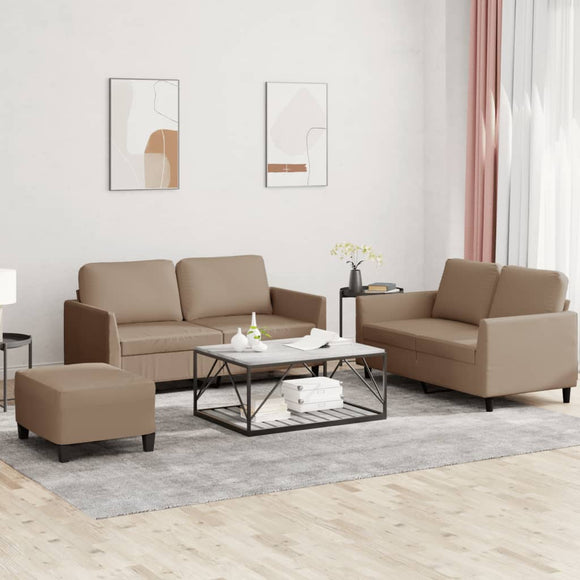 NNEVL 3 Piece Sofa Set with Cushions Cappuccino Faux Leather