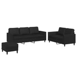 NNEVL 3 Piece Sofa Set with Cushions Black Faux Leather