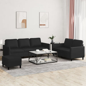 NNEVL 3 Piece Sofa Set with Cushions Black Faux Leather