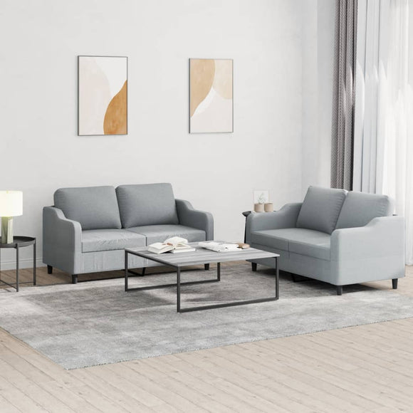 NNEVL 2 Piece Sofa Set with Cushions Light Grey Fabric