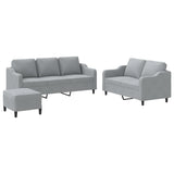 NNEVL 3 Piece Sofa Set with Cushions Light Grey Fabric