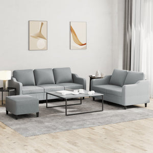 NNEVL 3 Piece Sofa Set with Cushions Light Grey Fabric