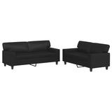 NNEVL 2 Piece Sofa Set Black Faux Leather