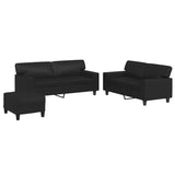NNEVL 3 Piece Sofa Set Black Faux Leather