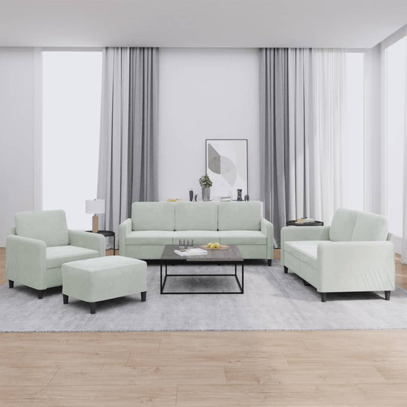 NNEVL 4 Piece Sofa Set Light Grey Velvet