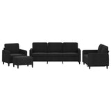 NNEVL 4 Piece Sofa Set Black Velvet
