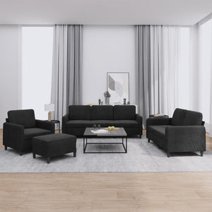 NNEVL 4 Piece Sofa Set Black Velvet