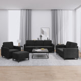 NNEVL 4 Piece Sofa Set Black Velvet