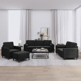 NNEVL 4 Piece Sofa Set with Pillows Black Velvet