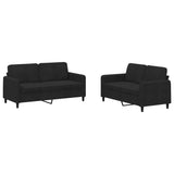 NNEVL 2 Piece Sofa Set Black Velvet